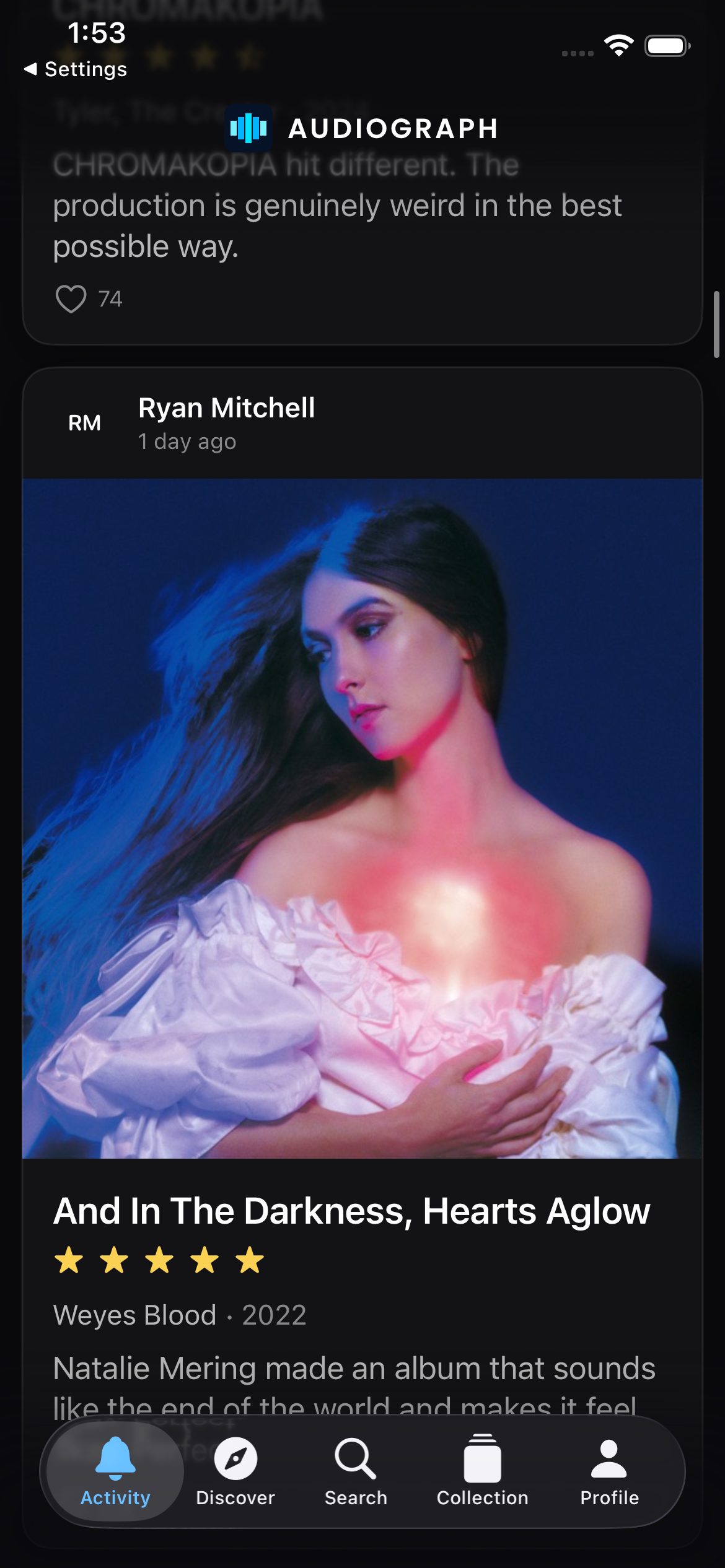 Activity Feed — friend reviews